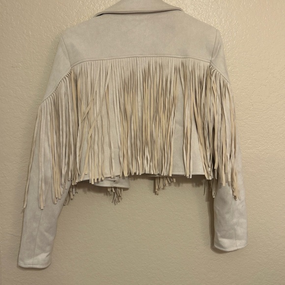 Saints & Hearts Jacket Womens Small Beige Faux Suede Fringe Western Boho - Picture 4 of 7